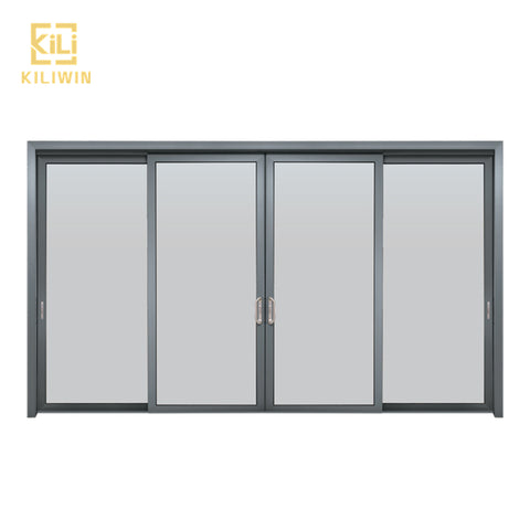 In stock Nigeria doors and windows price double glass 3 pane black aluminium extrusion profile sliding window with fly screen on China WDMA
