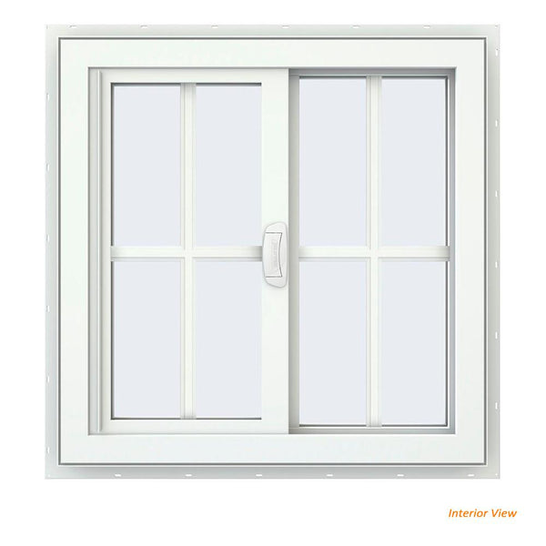 36x36 35.25x35.25 White Vinyl Sliding With Colonial Grids Grilles