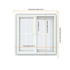 36x36 35.25x35.25 White Vinyl Sliding With Colonial Grids Grilles