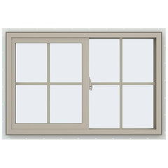 36x24 35.5x23.5 Bronze Vinyl Sliding Window With Colonial Grids Grilles