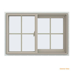 36x24 35.5x23.5 Bronze Vinyl Sliding Window With Colonial Grids Grilles