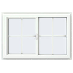 36x24 35.5x23.5 White Vinyl Sliding Window With Colonial Grids Grilles