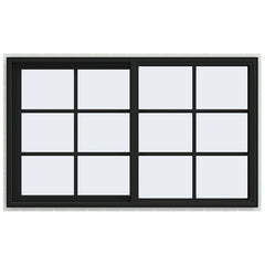 60x36 Black Vinyl Sliding Window With Colonial Grids Grilles