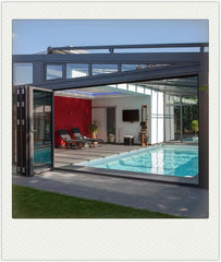 Aluminum glass panel accordion bifold folding door with built-in blinds on China WDMA