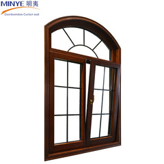 America style 10 years warranty wooden color aluminum frame casement windows with cheap price on China WDMA