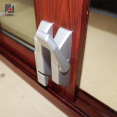 American wooden grain color grille design tempered glass crank aluminium casement windows on China WDMA