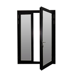 Cheap aluminum framed double glazed hinged door with security stainless steel flyscreen on China WDMA
