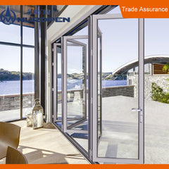 Commercial double glass fold away door accordion folding doors on China WDMA