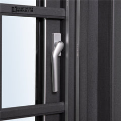 Gold Oak Colors Aluminum Double Pane Overlapping Glass Swing Window With Louvers on China WDMA