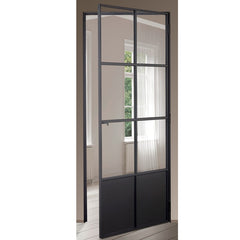 WDMA  Durable Overhead Aluminium Modern Customized French Steel Door Entry Door Outward Door Interior Matt Black Frame + Clear Glass