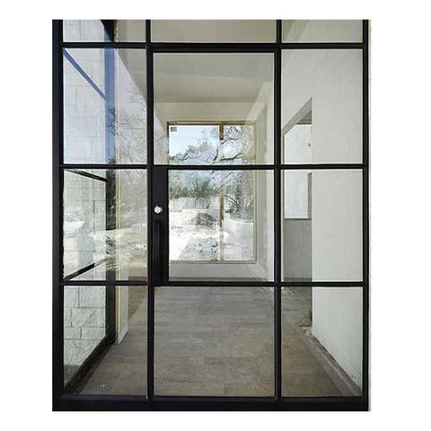 WDMA Commercial wrought iron door and glass entrance steel doors top quality steel window design