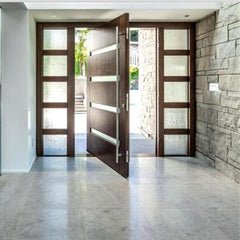 US villa main entry wooden door and aluminum glass door modern design entry doors on China WDMA