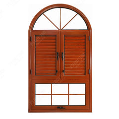 aluminum wooden color built-in windows with shutters on China WDMA