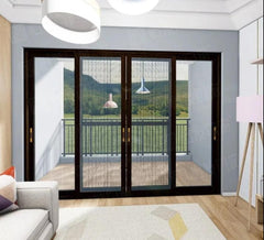 american standard wood color double glass aluminum sliding door and windows on China WDMA