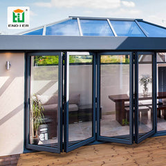 balcony patio courtyard soundproof accordion bifold windows folding glass aluminium bi-folding window for prefab homes on China WDMA
