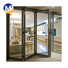 thermal break double Glass Patio Accordion Aluminum alloy frame Folding Door With Insect Screen on China WDMA