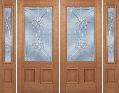 WDMA 100x80 Door (8ft4in by 6ft8in) Exterior Mahogany Celtic Cross Double Door/2side w/ CO Glass 1