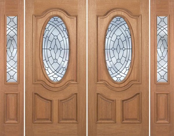 WDMA 100x80 Door (8ft4in by 6ft8in) Exterior Mahogany Carmel Double Door/2side w/ EE Glass 1