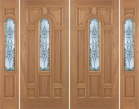 WDMA 100x80 Door (8ft4in by 6ft8in) Exterior Mahogany Revis Double Door/2side w/ Tiffany Glass - 6ft8in Tall 1