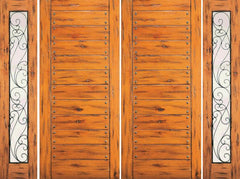 WDMA 100x80 Door (8ft4in by 6ft8in) Exterior Knotty Alder Double Door with Two Sidelights Entry Flush 1