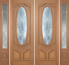 WDMA 100x96 Door (8ft4in by 8ft) Exterior Mahogany Carmel Double Door/2side w/ BO Glass - 8ft Tall 1