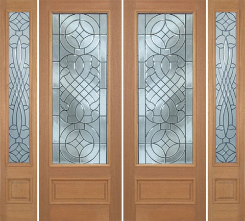 WDMA 100x96 Door (8ft4in by 8ft) Exterior Mahogany Livingston Double Door/2side w/ D Glass - 8ft Tall 1