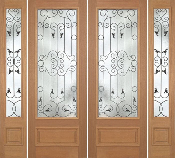 WDMA 100x96 Door (8ft4in by 8ft) Exterior Mahogany Roma Double Door/2side w/ WM Glass - 8ft Tall 1