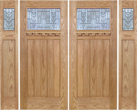 WDMA 108x80 Door (9ft by 6ft8in) Exterior Oak Biltmore Double Door/2side w/ A Glass 1