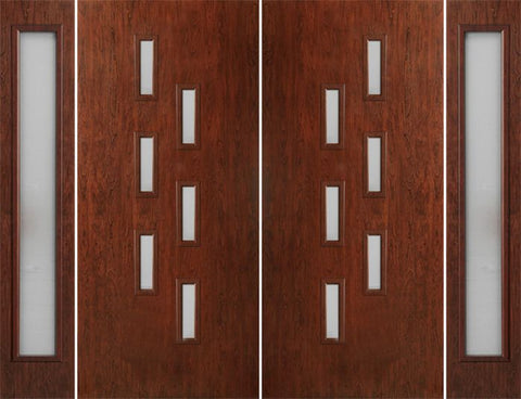 WDMA 108x80 Door (9ft by 6ft8in) Exterior Cherry Contemporary Modern 6 Lite Double Entry Door Sidelights FC596 1