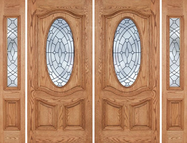 WDMA 108x80 Door (9ft by 6ft8in) Exterior Oak Dally Double Door/2side w/ EE Glass - 6ft8in Tall 1