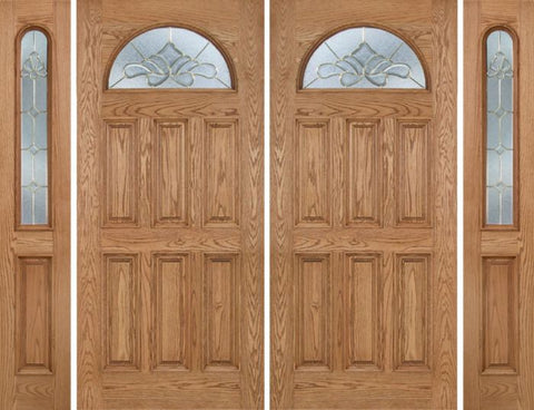 WDMA 112x80 Door (9ft4in by 6ft8in) Exterior Oak Merritt Double Door/2side w/ BO Glass 1