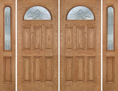 WDMA 112x80 Door (9ft4in by 6ft8in) Exterior Oak Merritt Double Door/2side w/ BO Glass 1