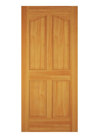 WDMA 12x80 Door (1ft by 6ft8in) Exterior Swing Poplar Wood 4 Panel Arch Panel Single Door 1