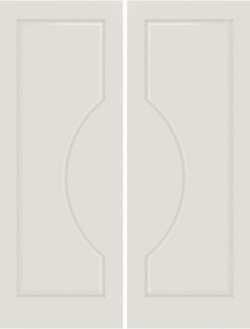 WDMA 20x80 Door (1ft8in by 6ft8in) Interior Swing Smooth 1100 MDF 1 Panel Circle Double Door 1