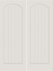 WDMA 20x80 Door (1ft8in by 6ft8in) Interior Barn Smooth SV1020 MDF PLANK/V-GROOVE 1 Panel Arch Panel Double Door 1