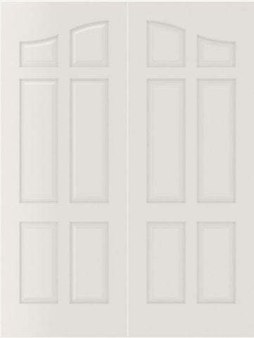 WDMA 20x80 Door (1ft8in by 6ft8in) Interior Swing Smooth 6090 MDF Pair 6 Panel Arch Panel Double Door 1