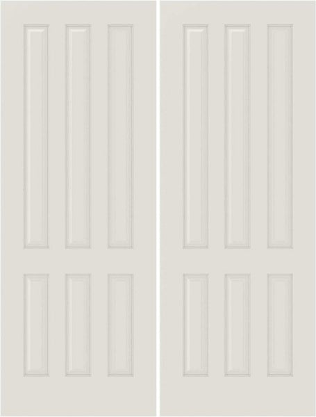 WDMA 20x80 Door (1ft8in by 6ft8in) Interior Swing Smooth 6070 MDF 6 Panel Double Door 1