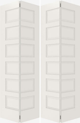 WDMA 20x80 Door (1ft8in by 6ft8in) Interior Bifold Smooth 6100 MDF 6 Panel Double Door 2