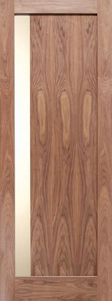 WDMA 24x80 Door (2ft by 6ft8in) Interior Swing Walnut Modern Slimlite Shaker Right Single Door w/ Matte Glass SH-15 1