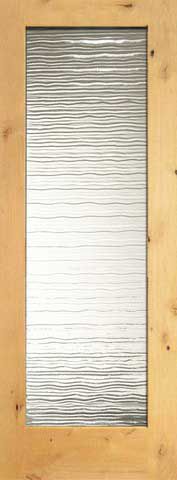 WDMA 24x96 Door (2ft by 8ft) Interior Swing Knotty Alder Conemporary Single Door 1-Lite FG-2 Small Wave Glass 1