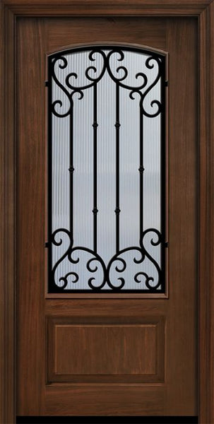 WDMA 32x80 Door (2ft8in by 6ft8in) Exterior Cherry IMPACT | 80in 1 Panel 3/4 Arch Lite Valencia Door 1
