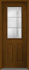 WDMA 32x96 Door (2ft8in by 8ft) Exterior Oak Axis 8ft Half Lite 2 Panel Fiberglass Single Door HVHZ Impact 1