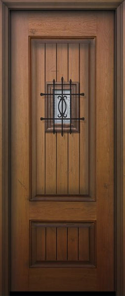 WDMA 32x96 Door (2ft8in by 8ft) Exterior Mahogany IMPACT | 96in 2 Panel Square V-Grooved Door with Speakeasy 1