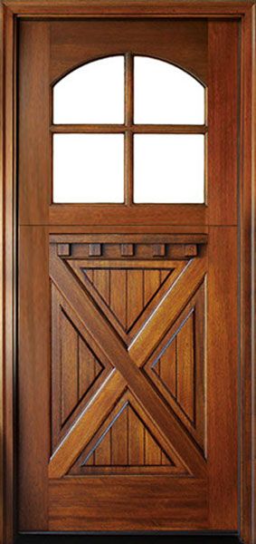WDMA 36x80 Door (3ft by 6ft8in) Exterior Swing Mahogany Craftsman Crossbuck Panel 4 Lite Arched Single Door Dutch Door 1