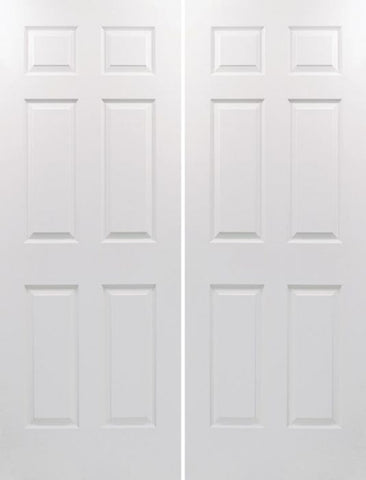 WDMA 36x96 Door (3ft by 8ft) Interior Swing Woodgrain 96in Colonist Hollow Core Textured Double Door|1-3/8in Thick 1