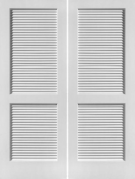 WDMA 40x80 Door (3ft4in by 6ft8in) Interior Swing Pine 80in Primed Louver Over Louver Double Door | 730 1