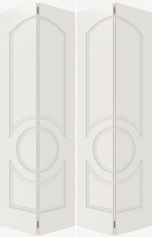 WDMA 40x80 Door (3ft4in by 6ft8in) Interior Bypass Smooth 3120 MDF 3 Panel Arch Panel Circle Double Door 2