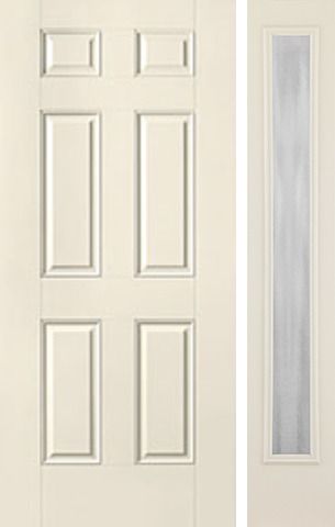 WDMA 40x80 Door (3ft4in by 6ft8in) Exterior Smooth 6 Panel Star Door 1 Side Chinchilla Full Lite Sidelight Flush 1
