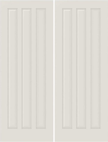 WDMA 40x84 Door (3ft4in by 7ft) Interior Barn Smooth 3080 MDF 3 Panel Double Door 1