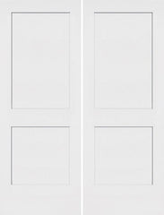WDMA 40x96 Door (3ft4in by 8ft) Interior Swing Smooth 96in Monroe 2 Panel Shaker Hollow Core Double Door|1-3/8in Thick 1